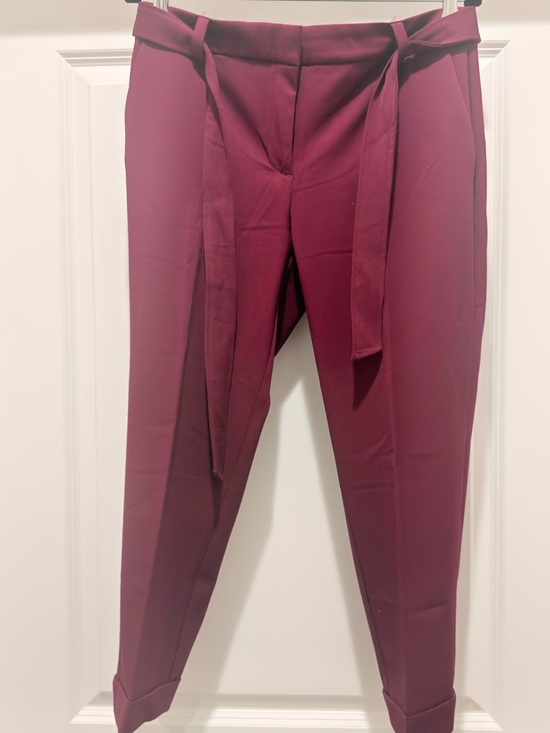 LOFT Pants - Wine High-Waist Tie-Belt Pants